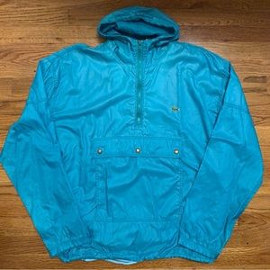 Vtg Izod Lacoste Alligator Windbreaker Nylon Pullover Jacket Teal Half Zip Sz XL